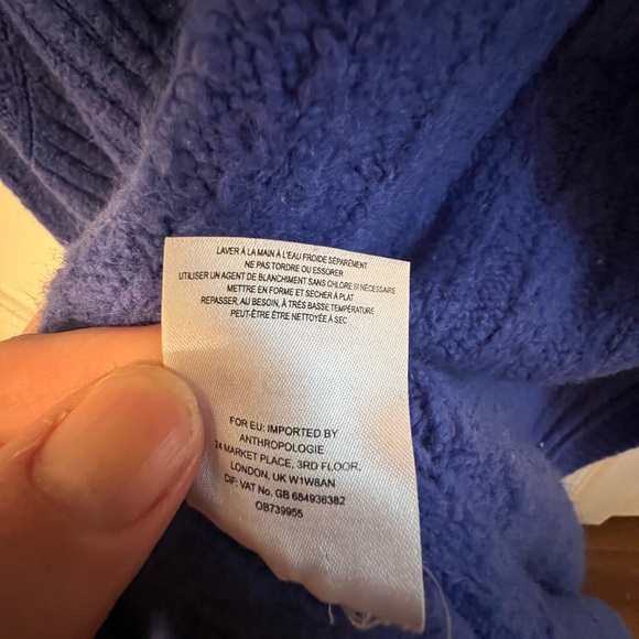 Athropologie Moth Size L Blue Ribbed Knit Long Sweater Cardigan Oversized - Picture 6 of 8